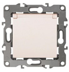 Розетка 12-2103-02 2P+E Schuko со шторками с крышкой, 16АХ-250В,  слоновая кость Б0014694  ЭРА