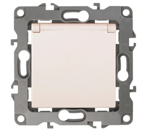 Розетка 12-2103-02 2P+E Schuko со шторками с крышкой, 16АХ-250В,  слоновая кость Б0014694  ЭРА