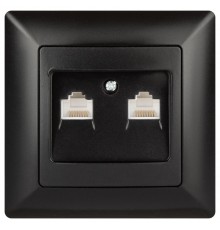 4-304-05 Intro Розетка информационная 2xRJ45, СУ, Solo, антрацит  Б0043393  Intro