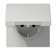 Штепсельная розетка SCHUKO 16А / 250В с защитными шторками, с подпружиненной откидной крышкой, пружинные зажимы; дюропласт; светло-серый; LS990  LS15