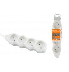 Удлинитель бытовой "Люкс" УЛ4 4 гнезда, 10м, б/з, с з/ш, ПВС 2х0,75 мм2 10А/250В бело-серый  SQ1303-0189  TDM