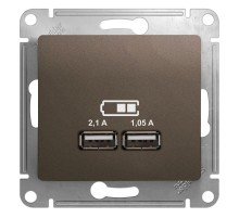 Glossa Шоколад USB Розетка,5В/2100мА, 2х5В/1050мА, механизм  GSL000833  SE