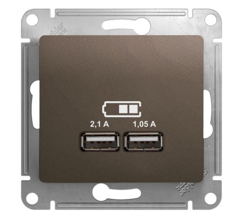 Glossa Шоколад USB Розетка,5В/2100мА, 2х5В/1050мА, механизм  GSL000833  SE