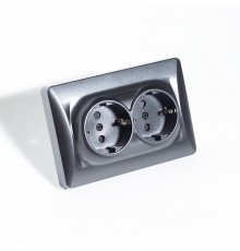 Розетка электрическая 2x2К+З, 16А, 220-250V (антрацит)  201023  SPL