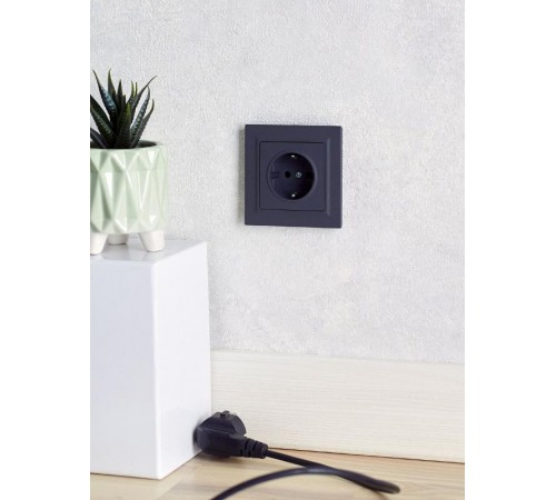 BRITE Розетка с заземлением без шторок 16А РС11-1-0-БрГ графит   BR-R11-16-K53  IEK