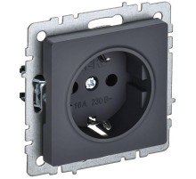 BRITE Розетка с заземлением со шторками 16А РС14-1-0-БрГ графит  BR-R14-16-K53  IEK