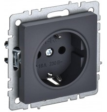 BRITE Розетка с заземлением без шторок 16А РС11-1-0-БрГ графит   BR-R11-16-K53  IEK