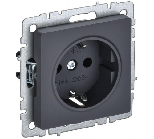 BRITE Розетка с заземлением со шторками 16А РС14-1-0-БрГ графит  BR-R14-16-K53  IEK
