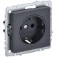 BRITE Розетка с заземлением со шторками 16А РС14-1-0-БрГ графит  BR-R14-16-K53  IEK