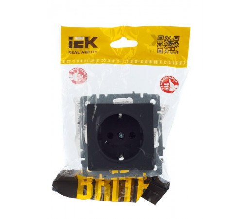 BRITE Розетка с заземлением без шторок 16А РС11-1-0-БрГ графит   BR-R11-16-K53  IEK