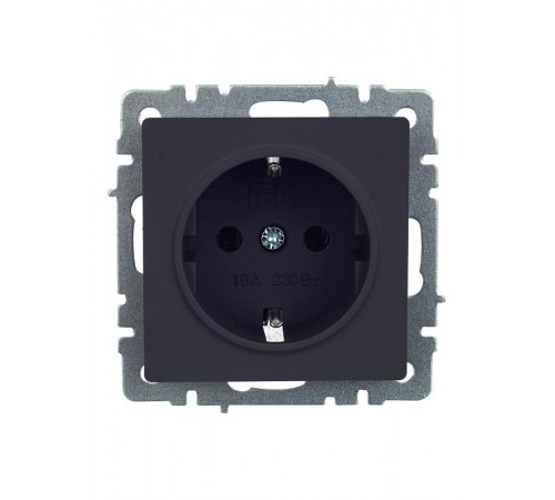 BRITE Розетка с заземлением без шторок 16А РС11-1-0-БрГ графит   BR-R11-16-K53  IEK