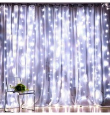 Гирлянда световая  Дождь/Занавес 3*3 м, ЕNIGW - 400W  , 400 диодов, холодный белый, 8 режимов, 220V, IP20  Б0051875  ЭРА