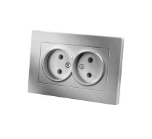 Розетка двойная 2П 10А 250В серебр. металлик "Сенеж"   SQ1816-0234  TDM