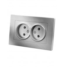Розетка двойная 2П 10А 250В серебр. металлик "Сенеж"   SQ1816-0234  TDM