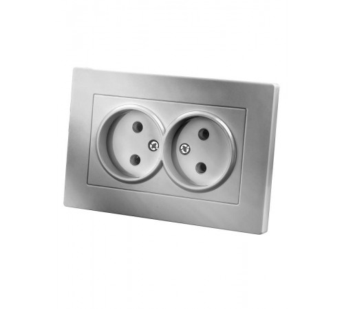 Розетка двойная 2П 10А 250В серебр. металлик "Сенеж"   SQ1816-0234  TDM