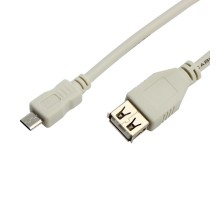 Кабель micro USB (male) штекер - USB-A (female) гнездо, длина 0,2 метра, белый (PE пакет)  18-1161  REXANT