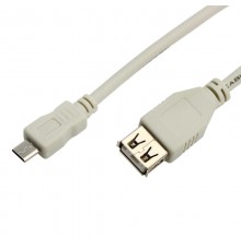 Кабель micro USB (male) штекер - USB-A (female) гнездо, длина 0,2 метра, белый (PE пакет)  18-1161  REXANT