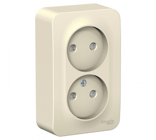 Blanca Молочный О/У с изолирующей пластиной Розетка 2-ая без заземления со шторками 16А, 250В  BLNRA001212  SE