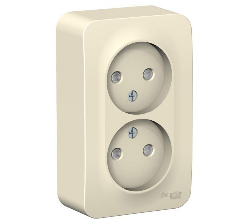 Blanca Молочный О/У с изолирующей пластиной Розетка 2-ая без заземления со шторками 16А, 250В  BLNRA001212  SE