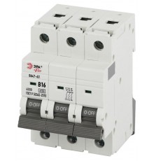 Автоматический выключатель PRO VA63-3P16B6 ВА47-63 3P 16А кривая B 6кА   Б0063109  ЭРА