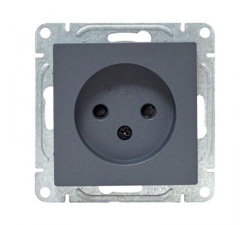 Механизм розетки, 16А, без заземления, со шторками, графит Эпика  UP1-SOG-101 EKF