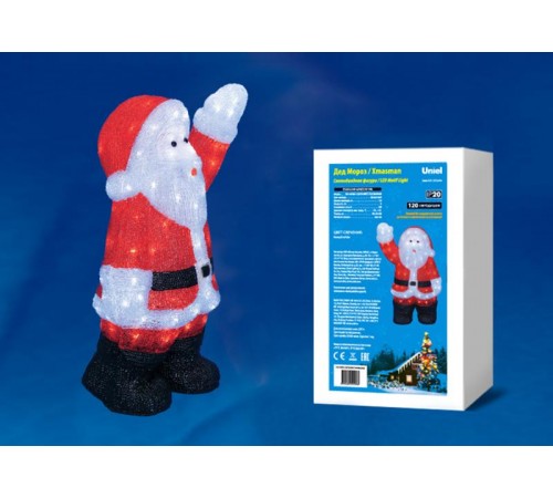 Фигура светодиодная  "Дед Мороз"  ULD-M3860-120/STA WHITE IP20 XMASMAN   38*24*60 см. 120 диодов. белый свет. шнур прозр.  UL-00002332  Uniel