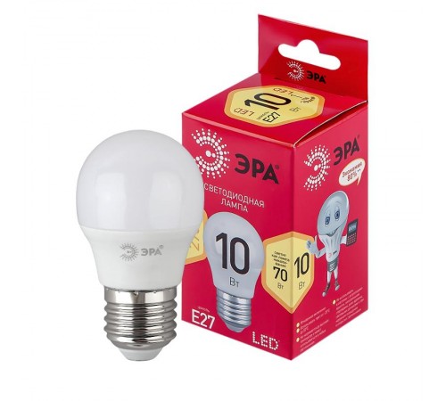 Лампа светодиодная RED LINE LED P45-10W-827-E27 R E27 / Е27 10 Вт шар теплый белый свет  Б0050698  ЭРА