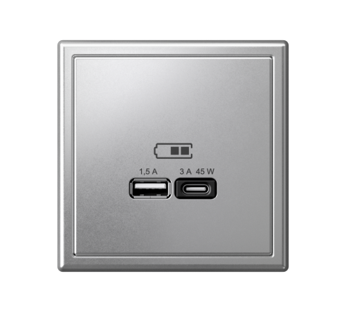 ArtGallery Алюминий Розетка USB A + тип-C 45Вт высокоскор.заряд. QC, PD, механизм  GAL000329  SE