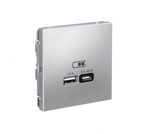 ArtGallery Алюминий Розетка USB A + тип-C 45Вт высокоскор.заряд. QC, PD, механизм  GAL000329  SE