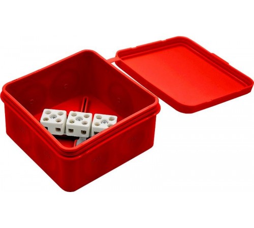 КРП 2404-11, Коробка разветвительная противопожарная (огнестойкая), красный 100х100х50  КРП 2404-11  HEGEL