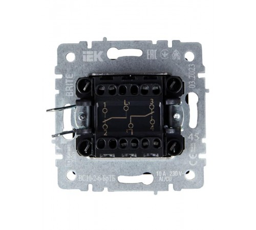 BRITE Выключатель 2-клавишный проходной 10А ВС10-2-6-БрТБ темная бронза  BR-V22-0-10-K45  IEK