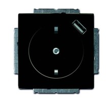ABB Basic 55 Шато (чёрный) Розетка Schuko с USB 16А, 700 мА безвинтовые клеммы  2011-0-6195   2CKA002011A6195  ABB