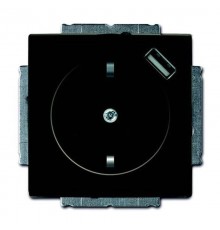 ABB Basic 55 Шато (чёрный) Розетка Schuko с USB 16А, 700 мА безвинтовые клеммы  2011-0-6195   2CKA002011A6195  ABB