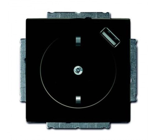 ABB Basic 55 Шато (чёрный) Розетка Schuko с USB 16А, 700 мА безвинтовые клеммы  2011-0-6195   2CKA002011A6195  ABB