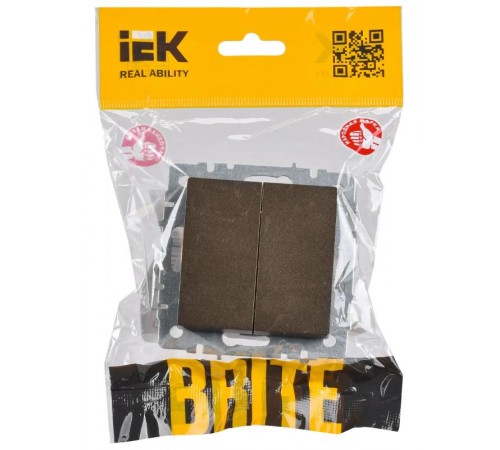BRITE Выключатель 2-клавишный проходной 10А ВС10-2-6-БрТБ темная бронза  BR-V22-0-10-K45  IEK