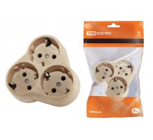 Блок на 3 гнезда 2П+З круглый 16А 250B "Эко" (сосна)   SQ1806-0077  TDM