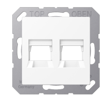 Kрышка для 2-х разъемов; без видимого винта; подпружиненная шторка; термопласт; белый матовый  A1569-25WEWWM  Jung