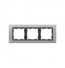 Simon 82 Рамка декоративная, 3 поста, S82 Nature, Металл, нержавеющая сталь-графит  82837-37  Simon