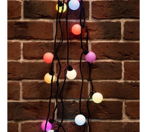 Гирлянда "Мультишарики" 38 мм, 10 м, черный ПВХ, 40 диодов, цвет RGB  303-579  NEON-NIGHT