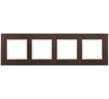 14-5104-31 Рамка на 4 поста, стекло, Эра Elegance, мокко+сл.к  Б0034539  ЭРА