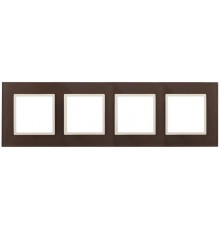 14-5104-31 Рамка на 4 поста, стекло, Эра Elegance, мокко+сл.к  Б0034539  ЭРА