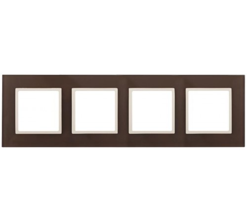 14-5104-31 Рамка на 4 поста, стекло, Эра Elegance, мокко+сл.к  Б0034539  ЭРА