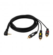 Шнур Стерео 3,5 мм 4C - 3 RCA, длина 1,5 мeтра (GOLD)  17-4412  REXANT