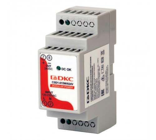 Источник питания "MODULAR POWER", однофазный, 15Вт, 0.6А, 24В  XCSD1015W024VAA  DKC