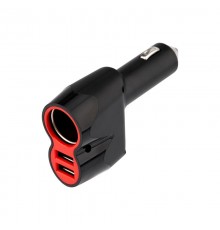 Автозарядка в прикуриватель REXANT АЗУ 2хUSB+гнездо, 12-24V, 5V,1 000mA белая 16-0299  REXANT