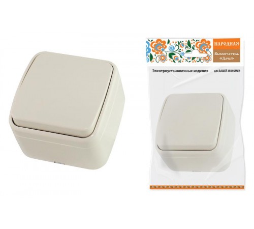 Выключатель 1-кл. открытой установки IP20 10А, сл. кость "Дача" Народная  SQ1824-0014  TDM