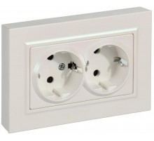 BRITE Розетка 2-местная с заземлением с защитными шторками плоская 16А в сборе РСшПл12-3-БрЖ жемчуг   BR-R28-16-K36-F  IEK