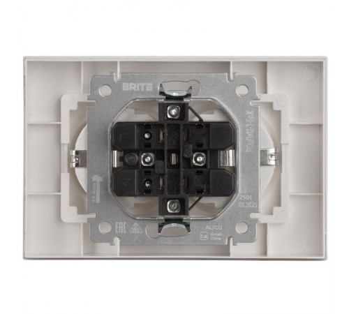 BRITE Розетка 2-местная с заземлением с защитными шторками плоская 16А в сборе РСшПл12-3-БрЖ жемчуг   BR-R28-16-K36-F  IEK