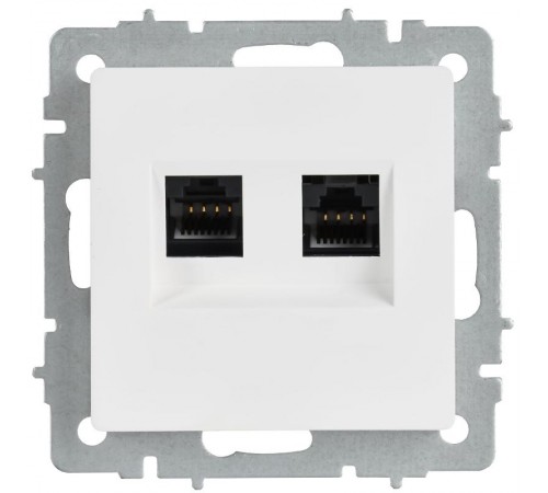 BRITE Розетка компьютерная двойная кат.5E RJ45 РК10-2-БрАБ арктический белый   BR-K20-1-K91  IEK