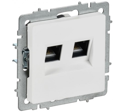 BRITE Розетка компьютерная двойная кат.5E RJ45 РК10-2-БрАБ арктический белый   BR-K20-1-K91  IEK